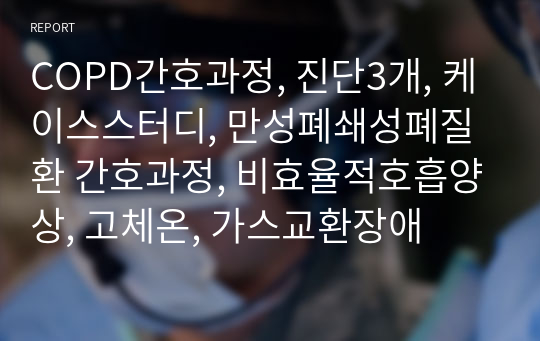 COPD간호과정, 진단3개, 케이스스터디, 만성폐쇄성폐질환 간호과정, 비효율적호흡양상, 고체온, 가스교환장애