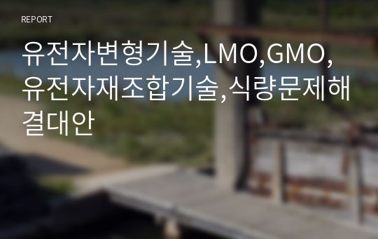 유전자변형기술,LMO,GMO,유전자재조합기술,식량문제해결대안