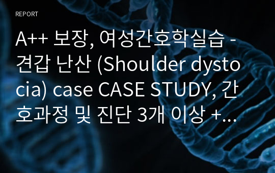 A++ 보장, 여성간호학실습 - 견갑 난산 (Shoulder dystocia) case CASE STUDY, 간호과정 및 진단 3개 이상 + 교수님 피드백 반영