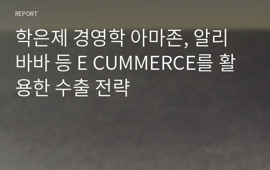 학은제 경영학 아마존, 알리바바 등 E CUMMERCE를 활용한 수출 전략