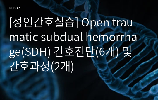 [성인간호실습] Open traumatic subdual hemorrhage(SDH) 간호진단(6개) 및 간호과정(2개)