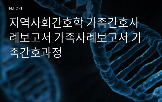 지역사회간호학 가족간호사례보고서 가족사례보고서 가족간호과정