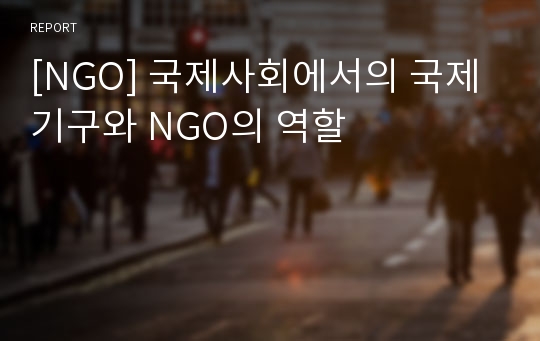 [NGO] 국제사회에서의 국제기구와 NGO의 역할