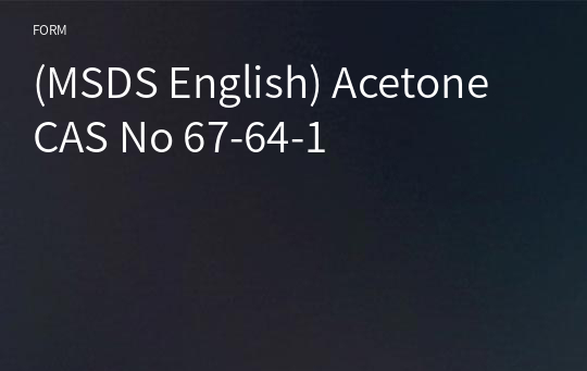 (MSDS English) Acetone CAS No 67-64-1