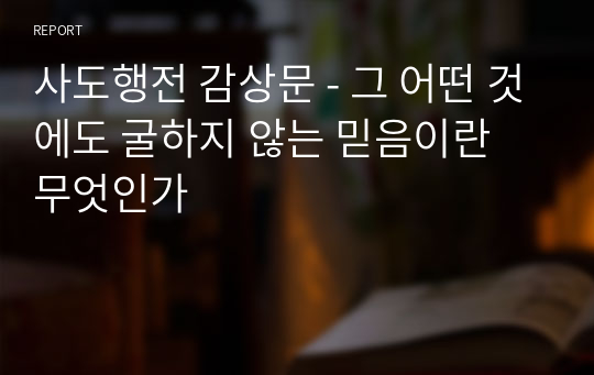 사도행전 감상문 - 그 어떤 것에도 굴하지 않는 믿음이란 무엇인가