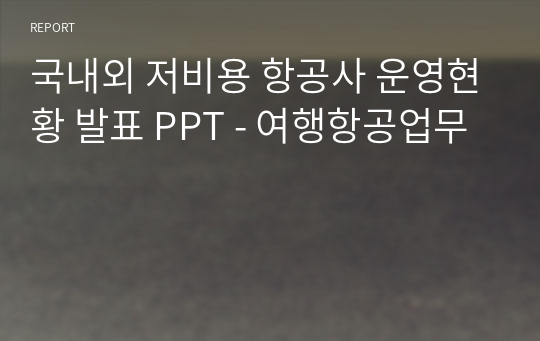 국내외 LCC 저비용 항공사 운영현황 발표 PPT - 여행항공업무