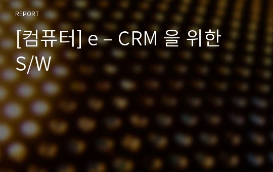 [컴퓨터] e – CRM 을 위한 S/W