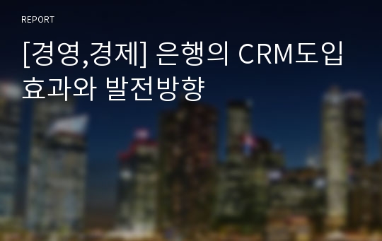 [경영,경제] 은행의 CRM도입효과와 발전방향