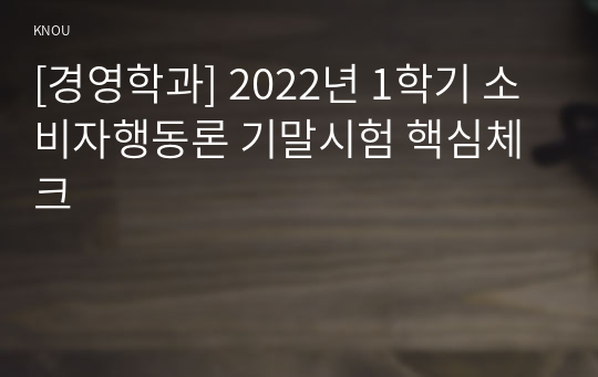 [경영학과] 2022년 1학기 소비자행동론 기말시험 핵심체크