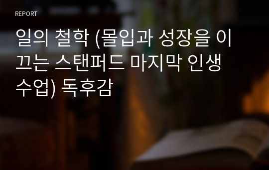 일의 철학 (몰입과 성장을 이끄는 스탠퍼드 마지막 인생 수업) 독후감