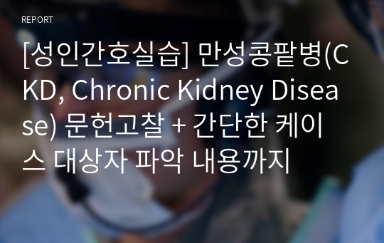 [성인간호실습] 만성콩팥병(CKD, Chronic Kidney Disease) 문헌고찰 + 간단한 케이스 대상자 파악 내용까지