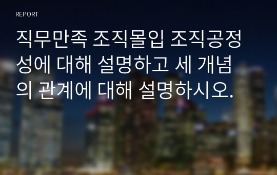 직무만족 조직몰입 조직공정성에 대해 설명하고 세 개념의 관계에 대해 설명하시오.