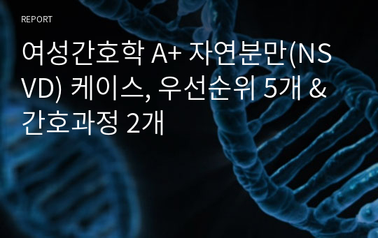 여성간호학 A+ 자연분만(NSVD) 케이스, 우선순위 5개 &amp; 간호과정 2개