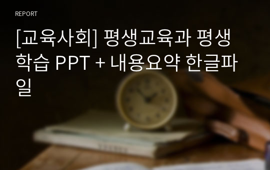 [교육사회] 평생교육과 평생학습 PPT + 내용요약 한글파일