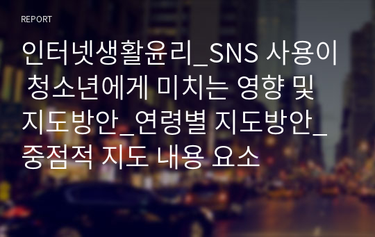 인터넷생활윤리_SNS 사용이 청소년에게 미치는 영향 및 지도방안_연령별 지도방안_중점적 지도 내용 요소