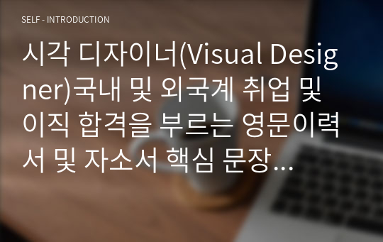 시각 디자이너(Visual Designer)국내 및 외국계 취업 및 이직 합격을 부르는 영문이력서 및 자소서 핵심 문장(한국어 포함)