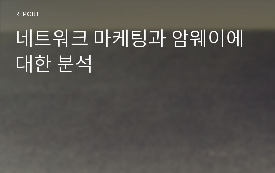 네트워크 마케팅과 암웨이에 대한 분석