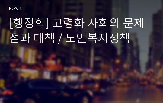 [행정학] 고령화 사회의 문제점과 대책 / 노인복지정책