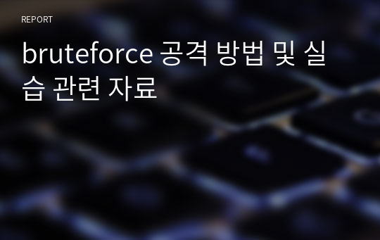 bruteforce 공격 방법 및 실습 관련 자료