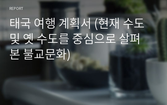 태국 여행 계획서 (현재 수도 및 옛 수도를 중심으로 살펴본 불교문화)