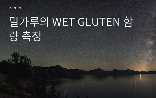 밀가루의 WET GLUTEN 함량 측정