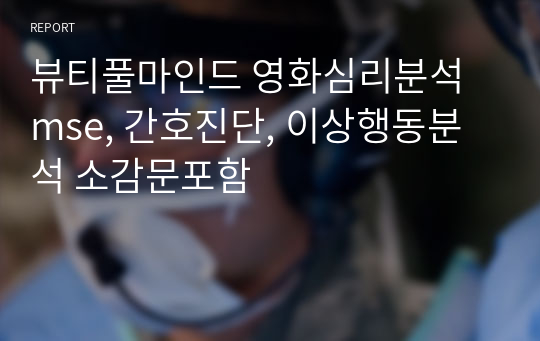 뷰티풀마인드 영화심리분석 mse, 간호진단, 이상행동분석 소감문포함