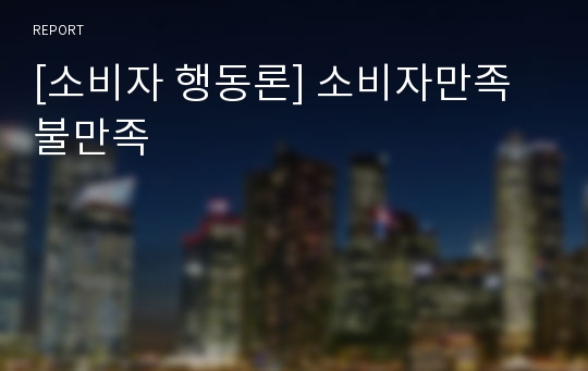 [소비자 행동론] 소비자만족 불만족