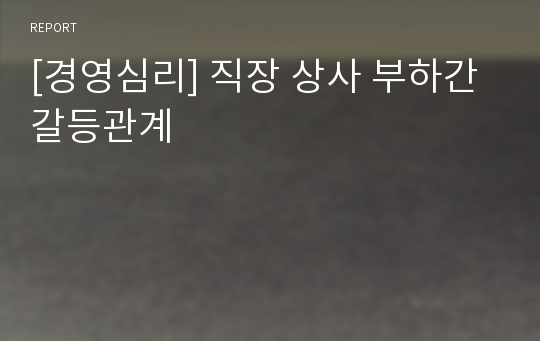 [경영심리] 직장 상사 부하간 갈등관계