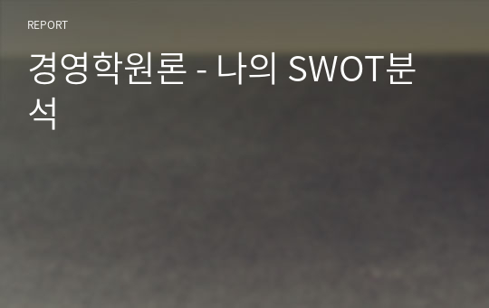 경영학원론 - 나의 SWOT분석