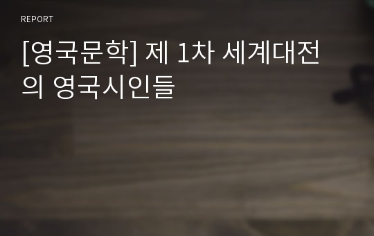 [영국문학] 제 1차 세계대전의 영국시인들