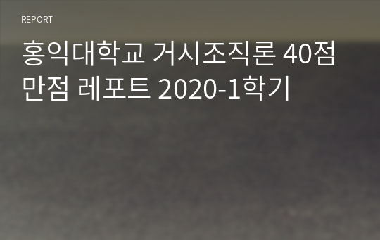 홍익대학교 거시조직론 40점 만점 레포트 2020-1학기