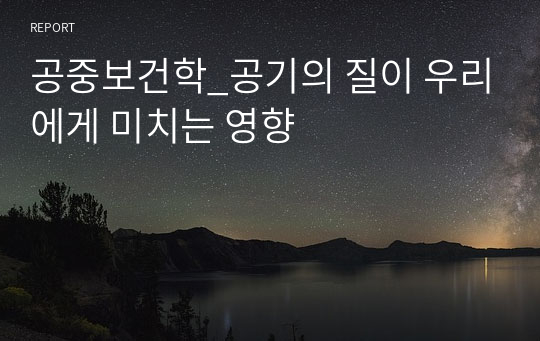 공중보건학_공기의 질이 우리에게 미치는 영향