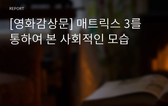 [영화감상문] 매트릭스 3를 통하여 본 사회적인 모습