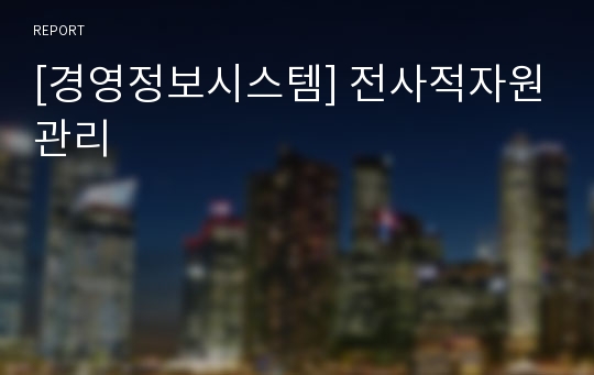 [경영정보시스템] 전사적자원관리