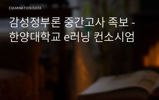 감성정부론 중간고사 족보 - 한양대학교 e러닝 컨소시엄