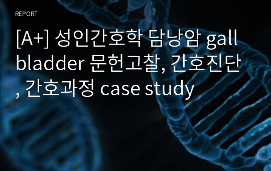 [A+] 성인간호학 담낭암 gallbladder 문헌고찰, 간호진단, 간호과정 case study