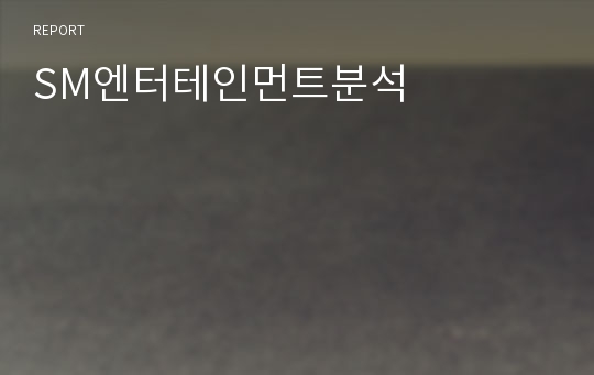 SM엔터테인먼트분석