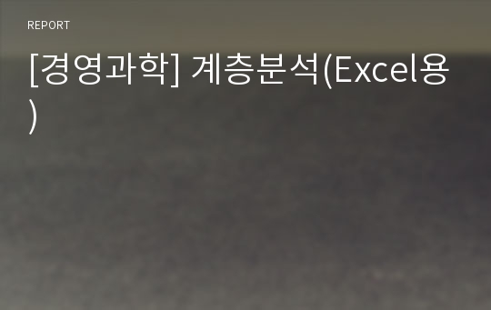 [경영과학] 계층분석(Excel용)