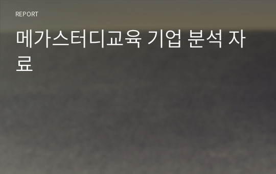 메가스터디교육 기업 분석 자료