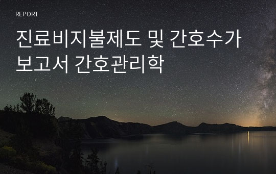 진료비지불제도 및 간호수가 보고서 간호관리학