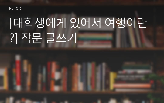 [대학생에게 있어서 여행이란?] 작문 글쓰기