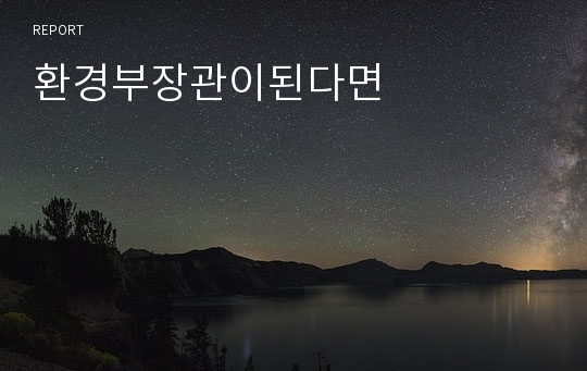 환경부장관이된다면