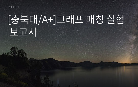 [충북대/A+]그래프 매칭 실험 보고서