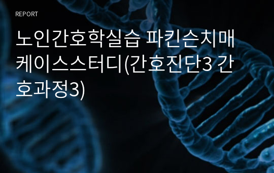 노인간호학실습 파킨슨치매 케이스스터디(간호진단3 간호과정3)