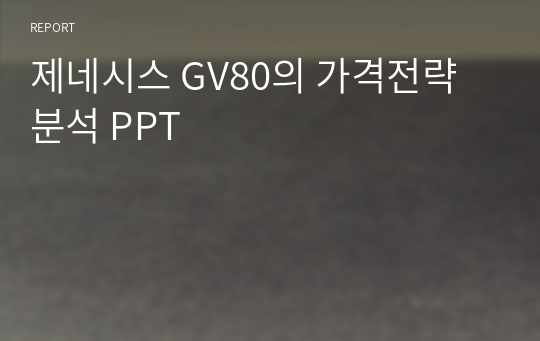 제네시스 GV80의 가격전략 분석 PPT