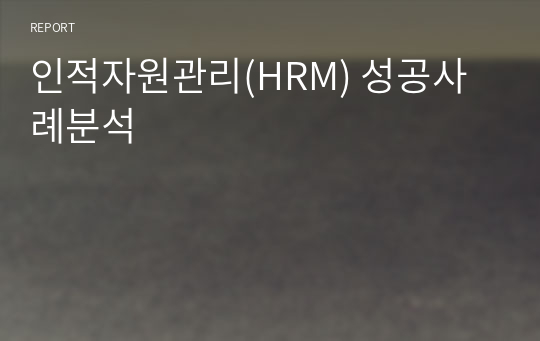 인적자원관리(HRM) 성공사례분석