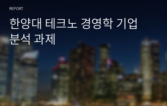 한양대 테크노 경영학 기업 분석 과제