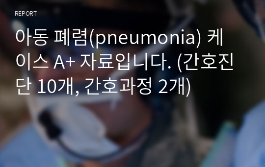 아동 폐렴(pneumonia) 케이스 A+ 자료입니다. (간호진단 10개, 간호과정 2개)