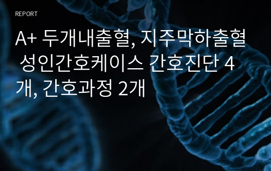 A+ 두개내출혈, 지주막하출혈 성인간호케이스 간호진단 4개, 간호과정 2개