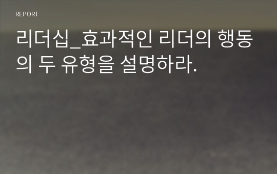 리더십_효과적인 리더의 행동의 두 유형을 설명하라.